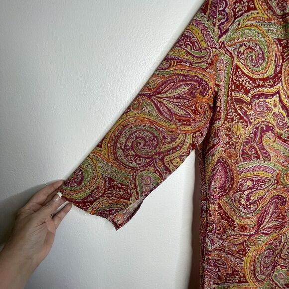 j. h. collectibles Button-Up SheerBlouse Tunic Size L Women’sBohoPaisleyFestival - Picture 10 of 13